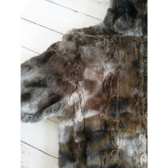 Andrea Faye Faux Fur Jacket Size Small Victoria Boa Cinchback Coat Equestrian - Picture 13 of 15